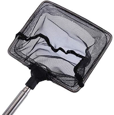 Brrnoo Guadino per Pesci Quadrato, Rotondo, Triangolo (Opzionale), Manico Telescopico Regolabile da 16 Cm a 44 Cm, con Un Piccolo per Appenderlo, può Essere Appeso al Muro, Formato