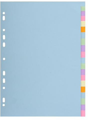 Exacompta - Ref. 2620E - kartong med 20 pastellkortsavdelare 170g/m2 Forever med 20 neutrala flikar - A4-format - mått 22,5 x 29,7 cm - olika pastellfärger