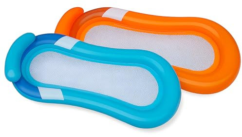 Akitaink Materassino Gonfiabile Mare con Cuscino | Rete Sospesa, 167x85 cm, Portata 113 Kg, Blu o Arancione | Piscina, Lago, Relax Estivo, Relax in Piscina - Ideale Come Amaca Da Mare