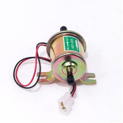 12V HEP-02A HEP02A Bomba de suministro de baja presión, para gasolina, diésel, carburación, eléctrica, universal, de tipo externo 0,1-0,4 Bar 4-7psi, metálica de color dorado.