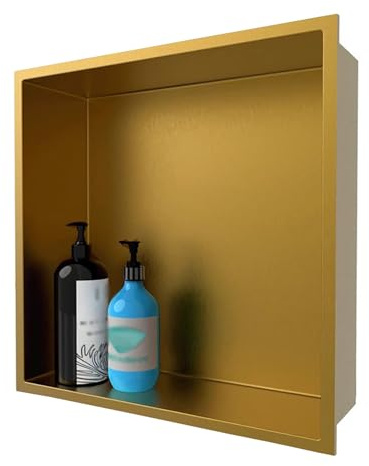 Nicchia per doccia quadrata in acciaio inossidabile da 12,5 pollici - elegante scaffale integrato per sapone e articoli da toeletta, alcova incassata per ambienti umidi, organizer da bagno con