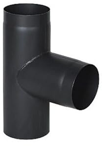 Pezzo a T nero per stufa, diametro 150 mm, rivestimento in smalto opaco, resistente al calore 600 °C
