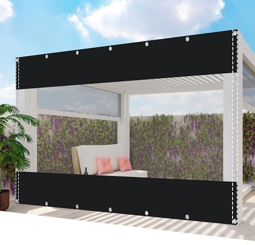 Telone nero resistente impermeabile 3,5 m x 5,5 m 500 g/m² in PVC con occhielli pieghevole per padiglioni, balconi, giardini, rifugi per piante, serre, animali domestici, conigliere e tetti.