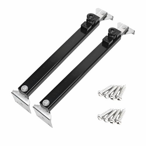 Casement Window Stays, Fireproof Adjustable Support Rod, Black Stainless Steel Hinges, Thickened Design, Enhanced Plating, 6 Fixed Slots, B-02, 1 Pair
