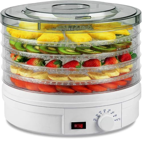 Trendi Food Dehydrator 5 Tier – Fruit Dryer 250W with Adjustable Temperature Control from 35-70°C, Removable Trays, for Drying Jerky, Meat, Fruit, Vegetables and Healthy Snacks BPA Free