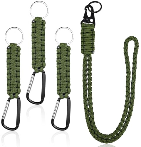 JAXICREY 4 Stück Schlüsselband Mit Karabiner, Paracord Schlüsselanhänger, Mini Karabiner Schlüsselanhänger, Schlüsselbund, Schlüsselband Personalisiert für Outdoor Camping, Wandern