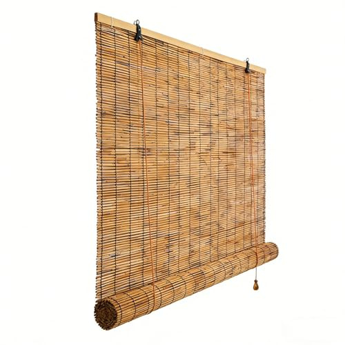 Persiana Enrollable de Bambú para Exterior 110 80 50 140 160 130 40 100 cm, Opaca 70% de Opacidad, para el Hogar, Resistente al Agua, para Patio Balcón Cenador Terraza Jardín(W95cm x H180cm)