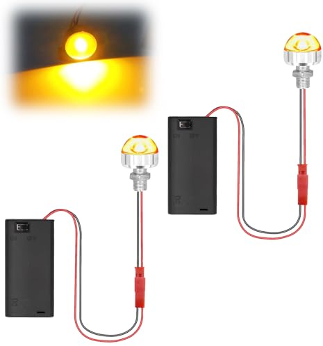 YOUYIKE 2 stycken mini LED-ljus, gör-det-själv dockhusbelysning med AA-batterihållare och strömbrytare, mikroLED, liten krubblampa för LED-modelltillverkning, tomt, mikrohus, miniatyrmuseum (2 gul)