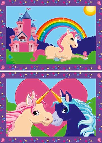 Ravensburger CreArt 27774 - Färgglad enhörningsvärld - Målning efter nummer Enhörningar för barn från 5 år och uppåt, målningsset med ram, pensel och akrylfärger, present till flickor och pojkar