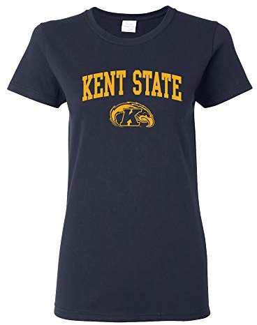 LS03 - Kent State Golden Flashes Arch Logo Womens T-Shirt - Small - Navy