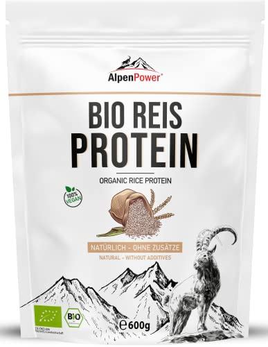 AlpenPower BIO RISPROTEIN 600 g – 100 % rent risproteinisolat utan tillsatser – högkvalitativt veganskt proteinpulver med 85 % protein – mångsidigt användbar