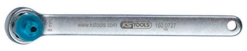 KS Tools 160.0727 Bremsen-Entlüftungsschlüssel. extra kurz. 8 mm. blau