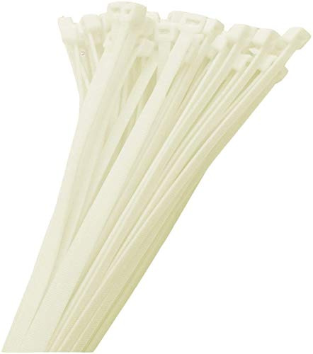 KnnX Bridas para Cables, 300 x 4,8 mm, Nylon Resistente, Color Natural Blanco, 100 Unidades, 22,43 kg de Tracción