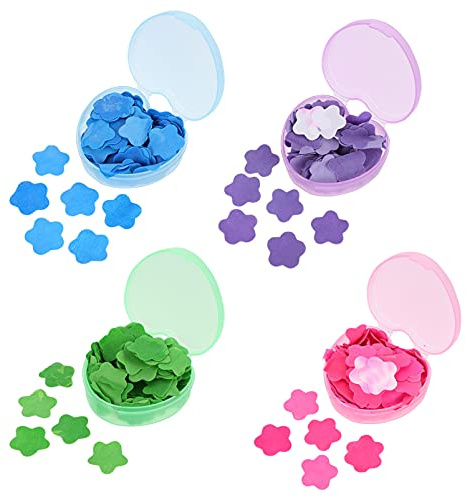 EXCEART Disposable Soap Sheets Portable Hand Washing Tablets Mini Soap Flakes in Box Paper for Travel Camping Hiking Outdoor Activities Pocket-Sized Personal Care