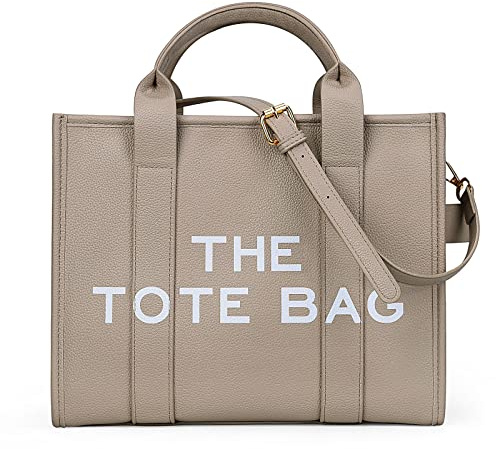 DKIIL NOIYB Tote Bag for Women, Large PU Leather Capacity Tote Bag Top-Handle Shoulder Crossbody Bags With Zipper Work Tote Bags Messenger Bag for School Office Daily, A01-khaki, 33W