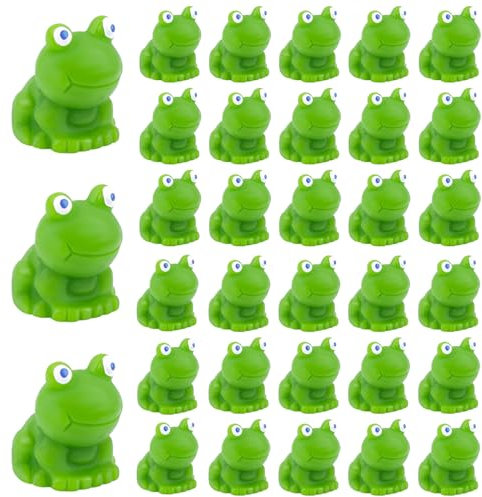 lasuroa 30pcs Mini Grenouille en Résine, Vert Petites Figurines Miniatures Grenouilles Mignonnes Décoration Grenouille Animaux Résine pour Paysage Maison de Poupée Jardin Bricolage