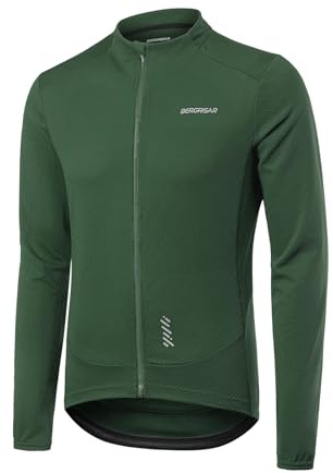 BERGRISAR Maglia Ciclismo Abbigliamento MTB Bike Uomo Maniche Lunghe Maglia Bici da Strada Primavera Autunno Verde M