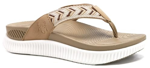KuaiLu Tongs OrthopéDiques Femmes Semelles éPaisses Sandales Tongs DéTente Tissu D'éTé Enfiler Tapis Yoga RandonnéE Confortables Fasciite Plantaire Soutien VoûTe Plantaire Plage Beige 40