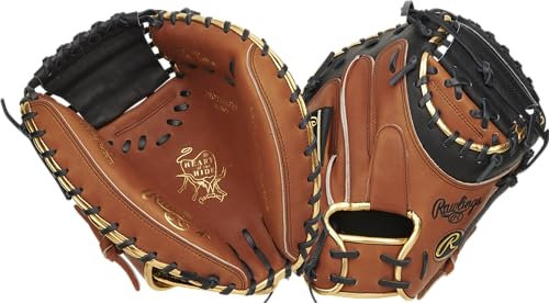 Rawlings Herren Heart of The Hide Baseball Glove | Limited Edition ColorSync Series | 2025 | Multiple Styles Handschuh, Braun/Schwarz/Gold | Geschlossenes Netz, 34 | Catcher