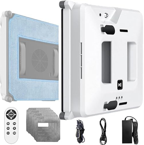 RayGenius Robot Limpiacristales con Pulverizador Robot Limpiacristales EléCtrico De Alta SuccióN Robot Aspirador Inteligente AnticaíDa con Mando A Distancia