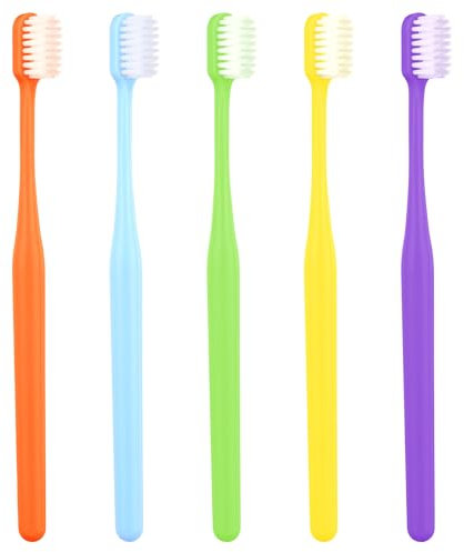 COMNICO 5 Stück Klassische Handzahnbürsten Weiche Borsten Saubere Zahnbürste mit Ergonomischem Kunststoffgriff für Erwachsene und Kinder (Bunt)