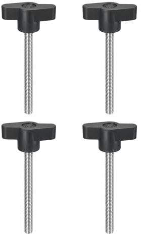 QUARKZMAN 4 stycken räfflade skruvar, M6 x 60 mm metrisk 304 rostfritt stål T-formad klämskruvsknapp tumskruvar handtag vingskruv för snabb borttagning handåtdragning knappsats