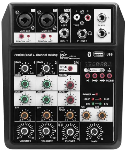 DJ-kontroller, trådlös 4-kanals ljudmixerkonsol Bärbar mikrofon Ljudmixerkonsol USB-gränssnitt Dj Mixer