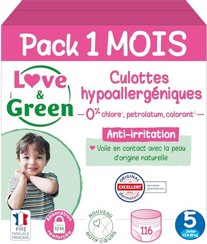 Love & Green Mutandine ipoallergeniche ed ecologiche, T5 x 29