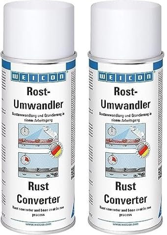 WEICON Rostumwandler 400 ml, Rostkonverter mit Grundierung, neutralisiert Rost und stoppt Korrosion (Packung mit 2)