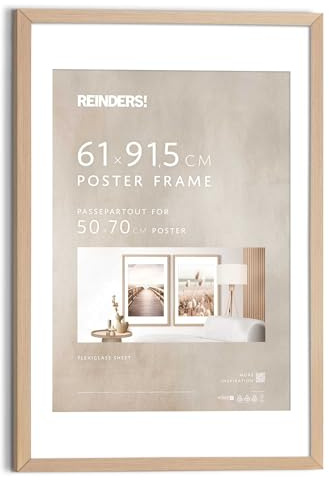 REINDERS Bilderrahmen Poster 61x91,5cm, mit Passe-partout 50x70cm Buche