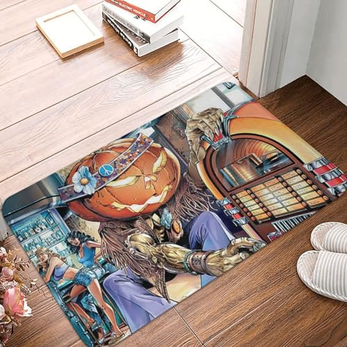 OOAHJEID Zerbino Helloween Metal Jukebox Album 1999 Tappetino antiscivolo Tappeto lavabile