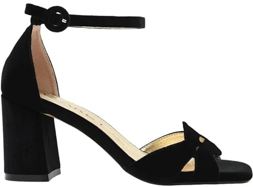 Azarey - 459K613 459K613 - Sandalia Tacón de Terciopelo Zapatos de salón para Mujer Terciopelo textil Hebilla NEGRO NEGRO - 39 color: NEGRO talla: 39 para: Mujer