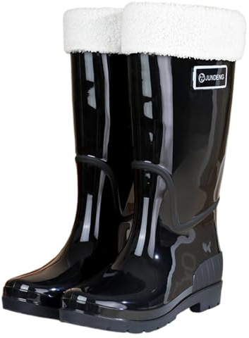 Botas Lluvia para Mujer Antideslizantes Ca?a Alta con Forro Polar Exteriores Invierno Senderismo Camping Uso Diario
