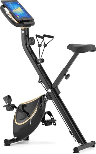 Gymtek FX600 Klappbar Magnetischer Heimtrainer Fahrrad für Zuhause bis 120kg, Hometrainer Fahrrad 8 Widerstandsstufen, 4kg Schwungmasse, Ergometer Heimtrainer mit LCD Display