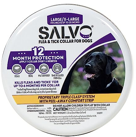 SALVO Flea and Tick Collar for Dogs - Pack of 2 for 12 Months of Protection - Flea and Tick Prevention for Dogs (Large)