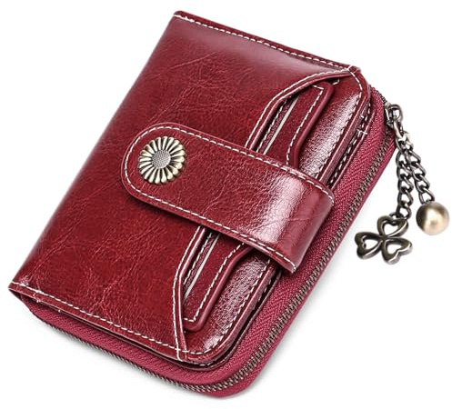 SENDEFN Purses for Women Genuine Leather Small Bifold Compact Womens Wallet with RFID Protection