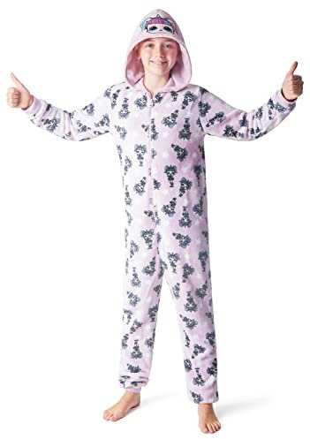 L.O.L. Surprise! Onesie Kinder, Fleece Overall für Mädchen, LOL Jumpsuit Kinder mit Einhorn und Kitty Queen, Jumpsuit Kuschelig 4-12 Jahre (Lila, 9-10 Jahre)