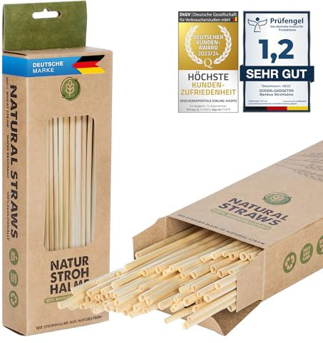 100 Stück BiO Weizen Strohhalme wiederverwendbar Umweltreundliche Trinkhalme Set