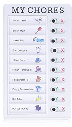 Hapivida Lavagne per Appunti Rimovibili, Diagramma di Lavoro in PVC con cursore, Lista di Controllo per Decorazioni per l'home Office di Buone abitudini(My Chores)