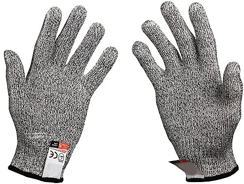 TopHomer Gants résistants aux coupures, gants anti-coupure de niveau 5, protection HHPE Gants de sécurité pour la cuisine, la coupe de viande et le travail du bois, taille L