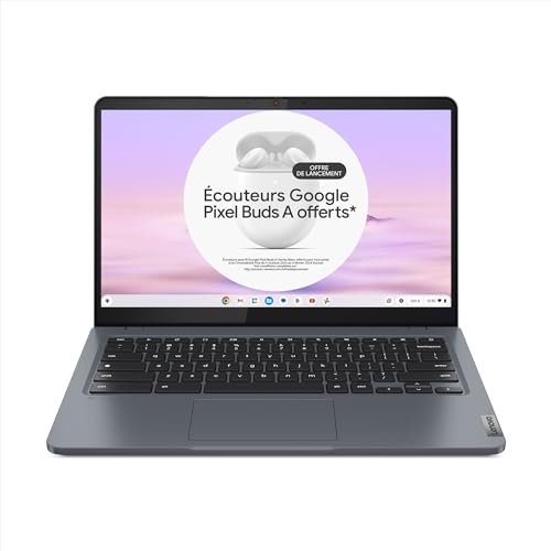 Lenovo Chromebook Plus IdeaPad Slim 3 14IAN8 avec Google AI - Ordinateur Portable 14'' Full HD (Intel Core i3, RAM 8 Go, eMMC 128Go, ChromeOS) - Clavier AZERTY FR - Gris
