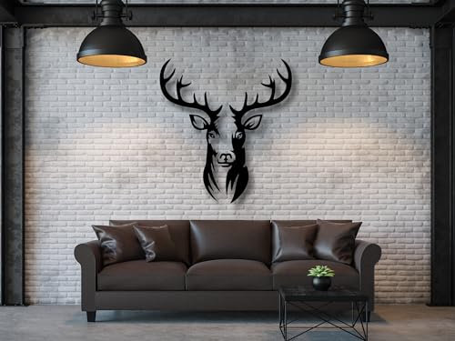 VAILLA ® Hirschkopf Wanddeko, Hirsch Wanddekoration aus Holz, Wandbilder Home Dekoration, 3D Wall Art, Große Wand Deko, Bilder für Schlafzimmer, Wohnzimmer und Büro (Hirschkopf 2)