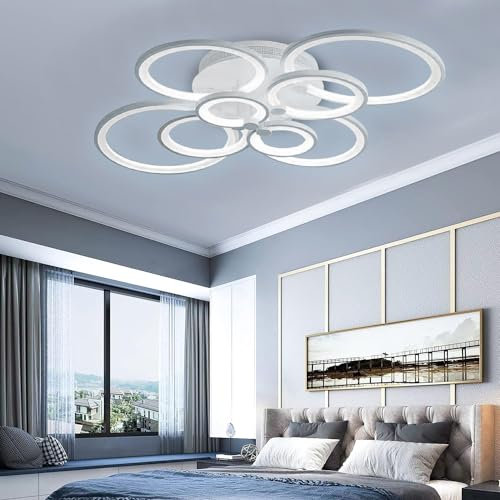 Arcadia Lampadario Led Soffitto a Sospensione Moderno con Luce Calda e Fredda Dimmerabile, Telecomando e App per Cellulare - Lampadario Camera da Letto, Soggiorno, Cucina e Cameretta - 9000 LM 100 Cm