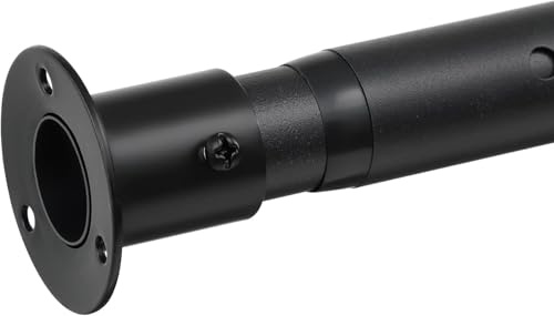 Tringle à Vêtements Extensible, 43-104cm Tringle à Vêtements en Acier Inoxydable Réglable avec Base Ronde, Rail Robuste pour Suspendre des Cintres et Habillement pour Chambre à Couch/Noir Mat