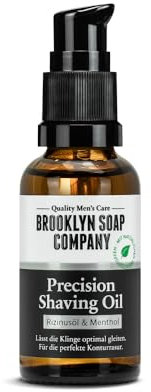 Brooklyn Soap Company, Precision Shaving Oil 30 ml - Rasieröl für die präzise Rasur von Konturen & Bart - Bartöl mit Rizinusöl & Menthol