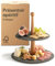 Praknu Alzata per Antipasti in Ardesia e Legno di Acacia FSC® a 2 Livelli – Etagere per Dolci, Frutta e Bruschette – Perfetta per Feste, Buffet e Centrotavola