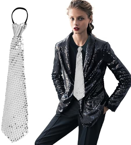YUEXNKO Cravatta e Guanti Paillettes per Party e Festa - Scintillanti Costumi