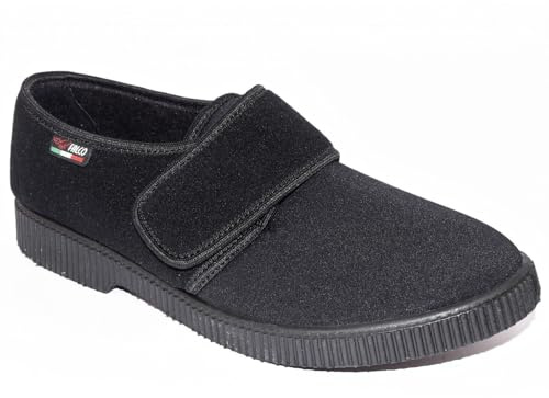 GAVIGA scarpe pantofole invernali elasticizzate UOMO regolabili con strappo per alluce valgo e riabilitazione made in ITALY (nero, Sistema Taglie Calzature EU, Adulto, Numero, Media, 43)