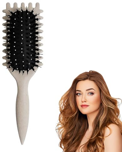 Bounce Curl Brush, Lockenbürste Haarbürste Strähnenkamm mit Zinken, Styling-Werkzeuge Curly Hair Brush, Curl Brush zum Kämmen und Formen für Frauen um Ziehen zu Reduzieren (Beige)