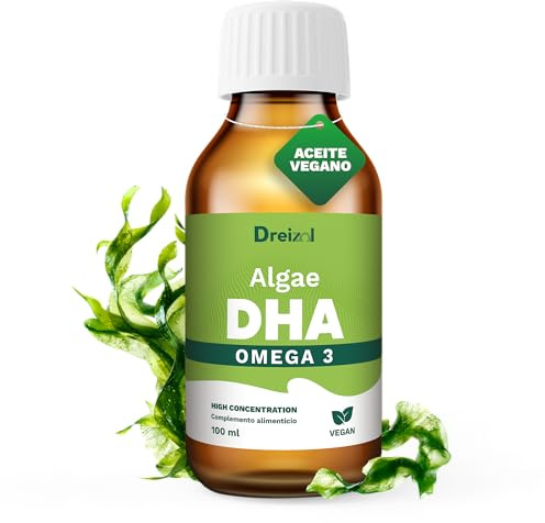 Dreizol by Brudy Lab - Algae DHA – Aceite Omega 3 Vegano de Alta Concentración a partir de Microalgas, DHA con Vitamina E - Sabor Limón y Menta - Sin Gluten ni Lácteos - 100 ml
